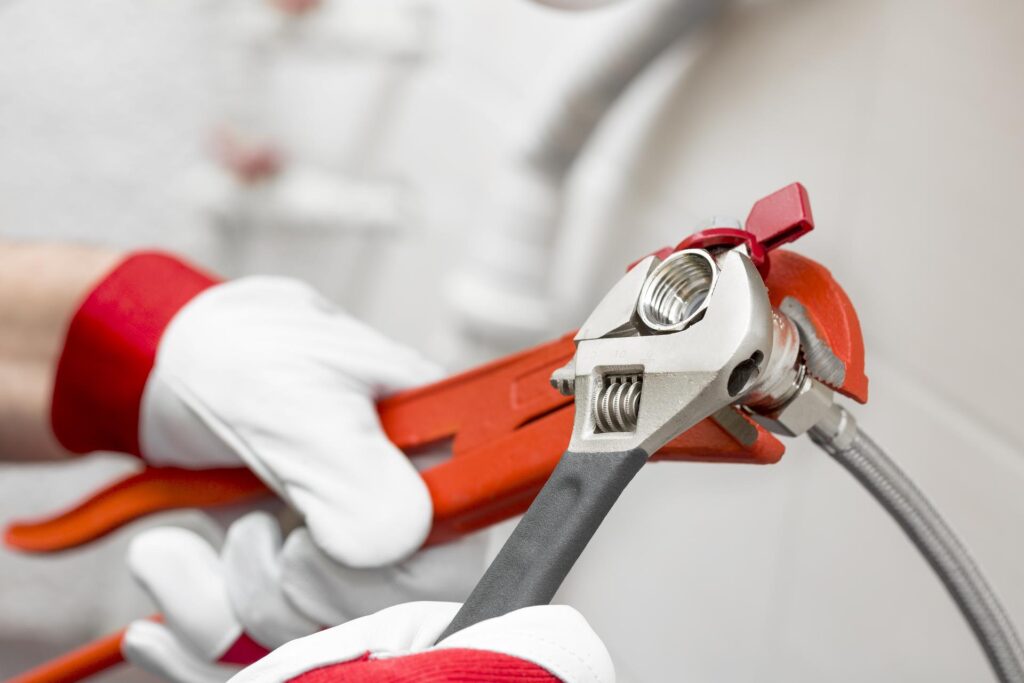 Orange kitchen plumbing